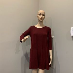 Burgundy Dress 3/4 sleeve, size XS